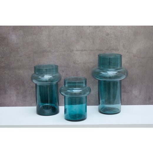 Lune Mouthblown Recycled Vase blue h30 d19 