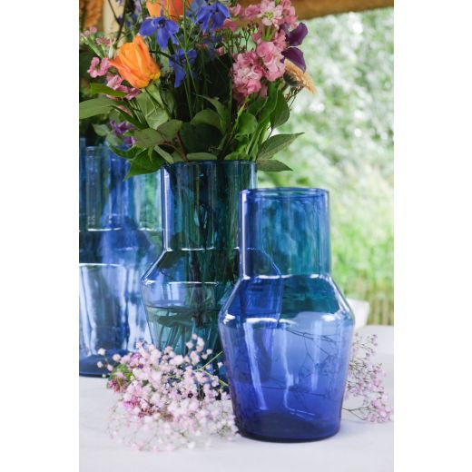 Evie Mouthblown Recycled Vase blue h25 d14 