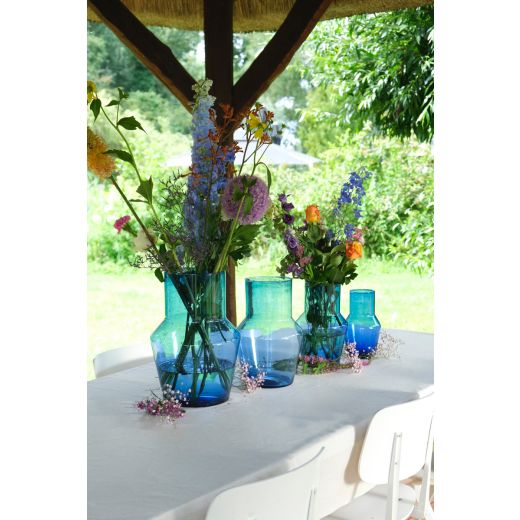 Evie Mouthblown Recycled Vase blue h40 d28 