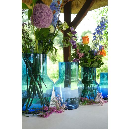 Evie Mouthblown Recycled Vase blue h40 d28 
