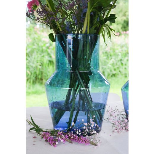 Evie Mouthblown Recycled Vase blue h40 d28 