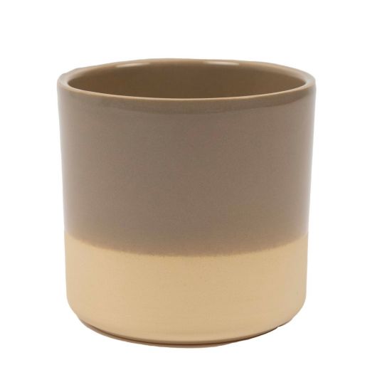 Cylinder Planter Ceramic Dip-Dye Taupe h13 d13 