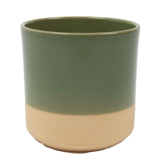 Cylinder Planter Ceramic Dip-Dye Green h15 d15 