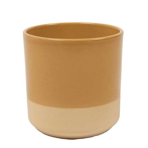 Cylinder Planter Ceramic Dip-Dye Ocre Yellow h13 d13 