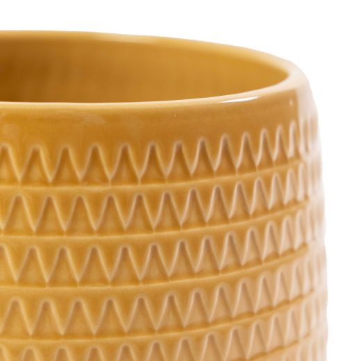 Abbyss Cache-Pot en Céramique Jaune Ocre h15 d14,5