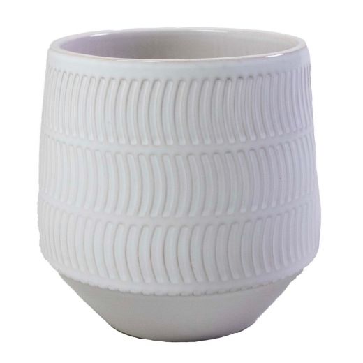 Wave Cache-Pot en Céramique blanc h15 d14,5