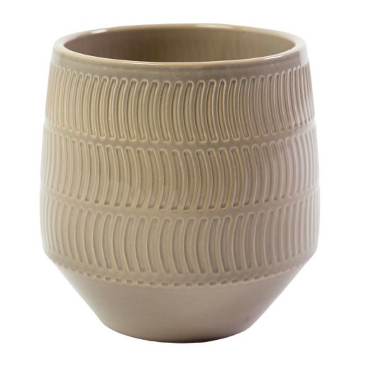Wave Cache-Pot en Céramique Taupe h15 d14,5