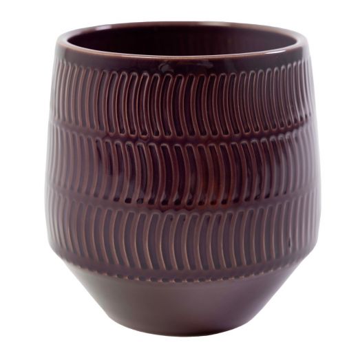 Wave Cache-Pot en Céramique Aubergine h15 d14,5