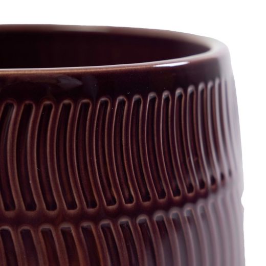 Wave Cache-Pot en Céramique Aubergine h15 d14,5