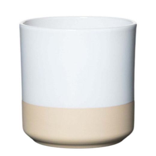 Cylinder Planter Ceramic Dip-Dye White h15 d15 