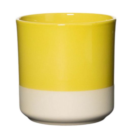 Cylinder Planter Ceramic Dip-Dye Yellow h15 d15 