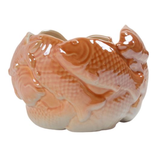 Vase Ceramic fishes orange h12 d17cm