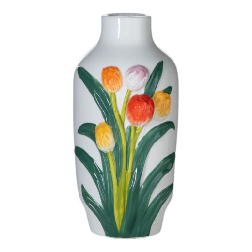 Vase Keramik Tulpen weiss multi h15,5 d26cm