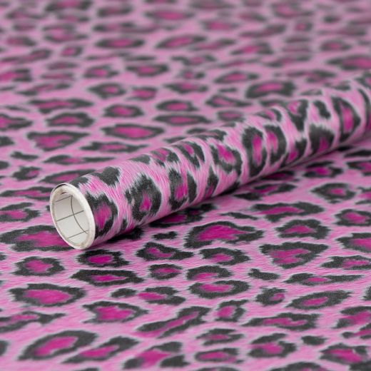 Leopard Zelfklevende Folie Grote Rol roze 45cmx15mtr