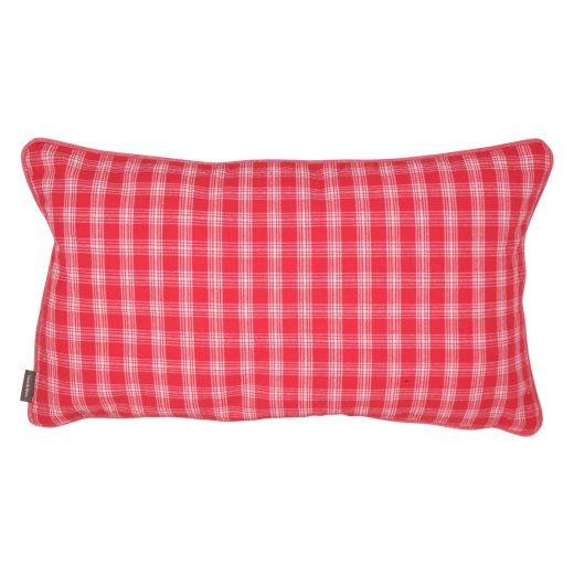 Cushion levy check 30x50 linen/rouge