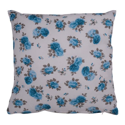 Cushion Two flowers chambray 45x45 turquoise