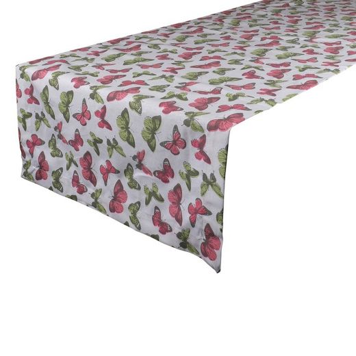 Butterfly Strawber Tafelloper multi/rood 50x140cm 