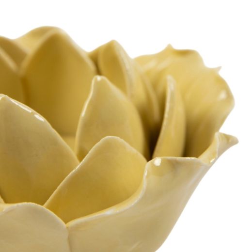 Photophore lotus 3 fleur jaune h5,5 d11,5cm