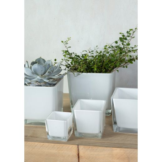 Regular Kubische Vase weiß 12x12x12cm 