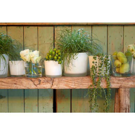 Conner Matt Blumentopf Glas weiß h12,5 d14,5 