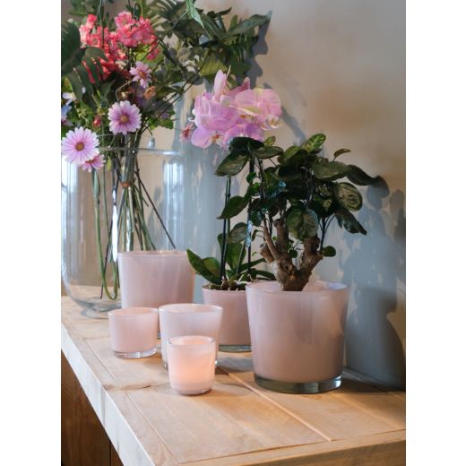Conner Regular Blumentopf Glas zartes Rosa h16 d17 