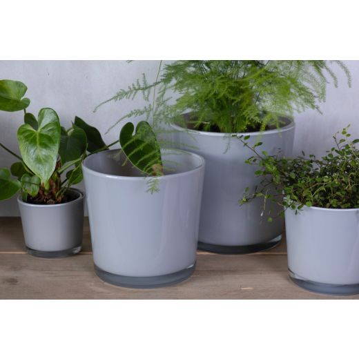 Conner Regular Planter Glass mouse grey h11 d11,5 