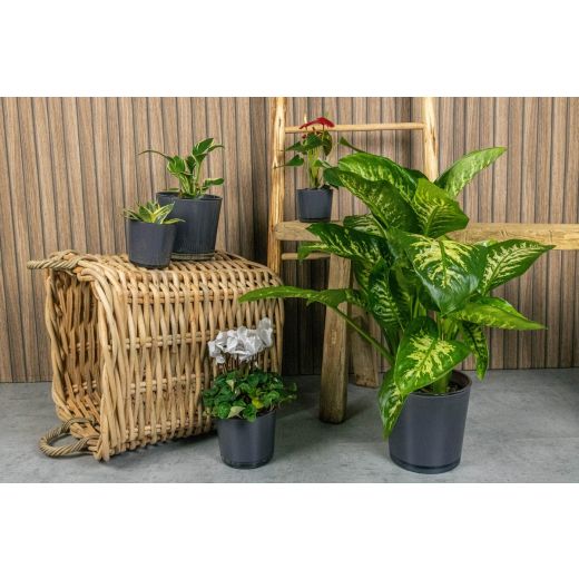 Conner Regular Planter Glass warm grey h12,5 d14,5 