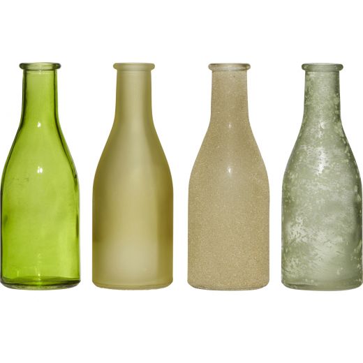 Kraft-Box Vase bouteille vert h18 d6x26,5cm (set of 4)
