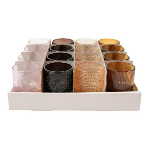 Powder Tealight display 4 assorti h9 d6,5 cm (16pcs)