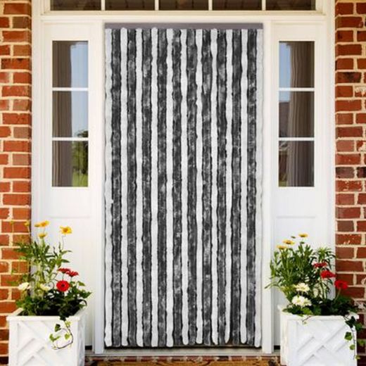 Chenille Stripe Caravan Curtain white/grey 56x180cm 