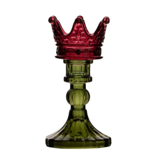 Tealightholder crown purple/green h 15 d 8 cm