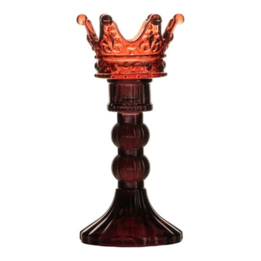 Tealightholder crown pink/brown h 17,5 d 8 cm