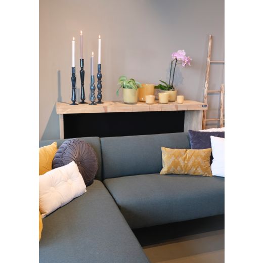  Candleholder Glass blue grey h45 d10 