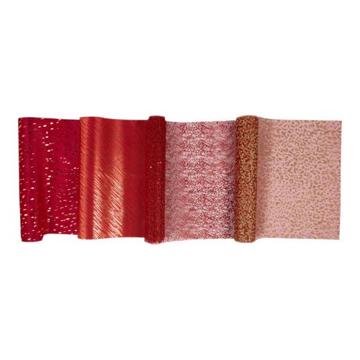 Decorative tablerunner box  red 28x150 cm 21 rolls