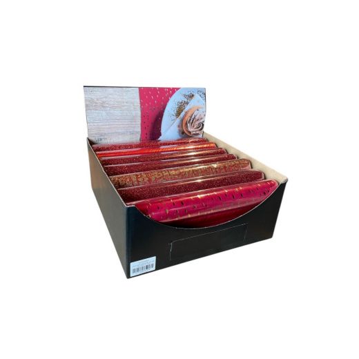 Decorative tablerunner box  red 28x150 cm 21 rolls