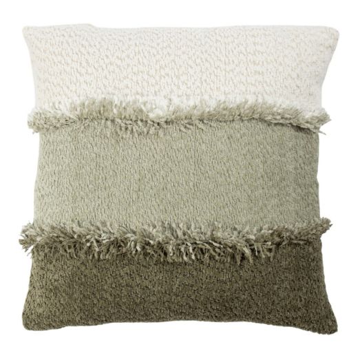 Cushion caldey ruffle off green white grey 45x45cm