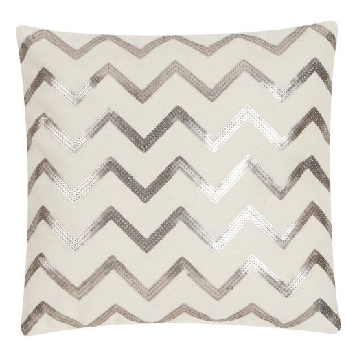 Zigzag Sequin Cushion off white 45x45cm 