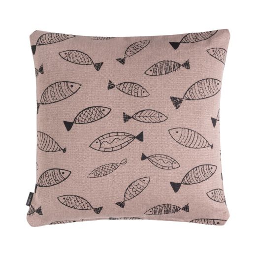 Fishes coussin taupe noir 45x45cm 