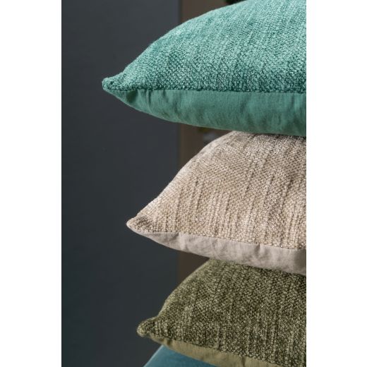 Coco Chenille kussen blauw groen 45x45cm 