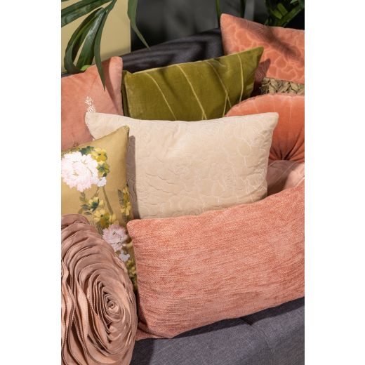 Rose Embroidery coussin beige 45x45cm 