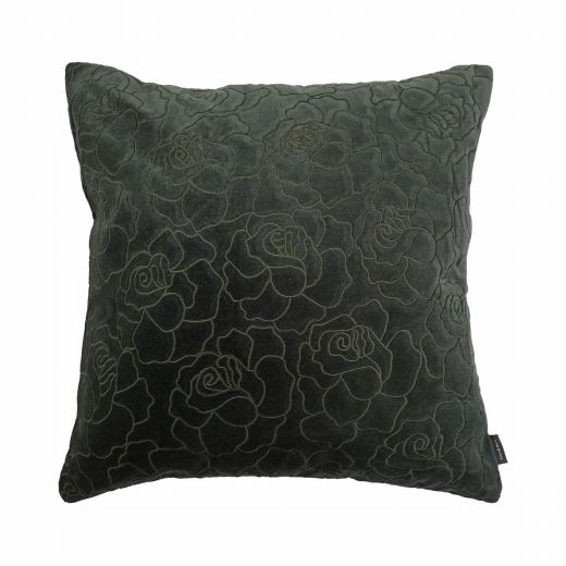 Rose Embroidery Kissen Grün 45x45cm 
