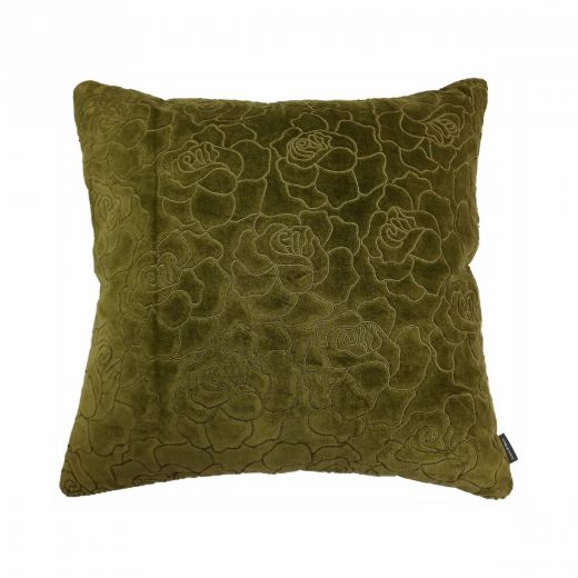 Rose Embroidery Kissen Grün 45x45cm 