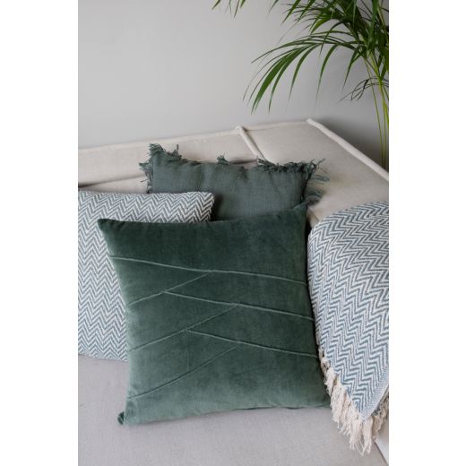 Uneven Pintuck kussen blauw groen 45x45cm 