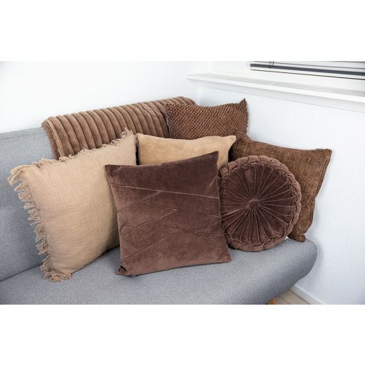 Uneven Pintuck coussin brun 45x45cm 