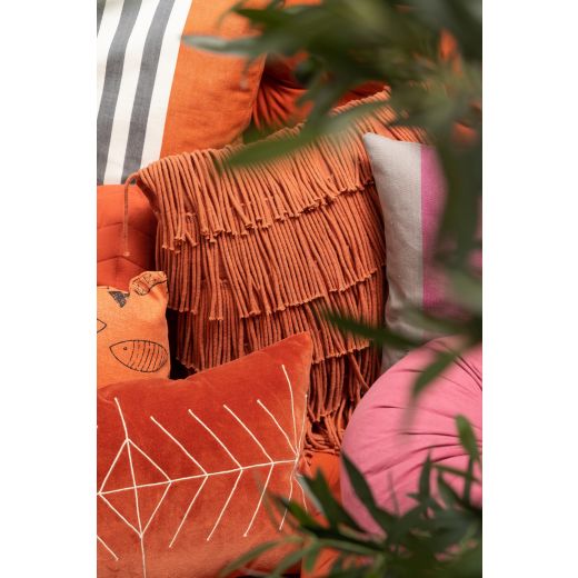 African Fringes coussin orange 40x40cm 