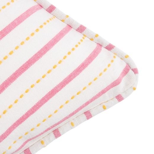 Vivino Coussin rayures blanc rose jaune 45x45cm