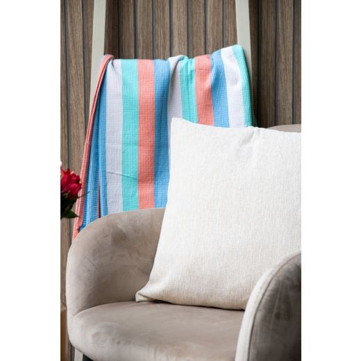 Coussin Queen chenille beige 45x45cm