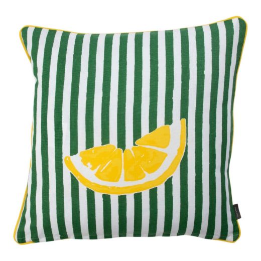 Cushion Taormina stripe with lemon green 45x45cm