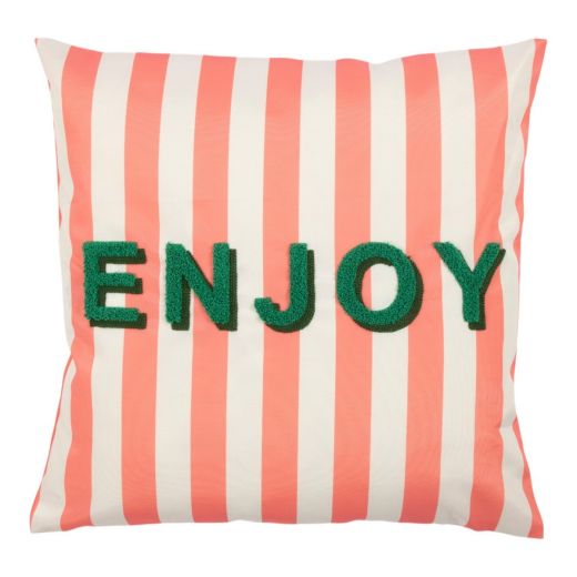 Cushion Outdoor Enjoy striped pink/white  45 x 45 cm 