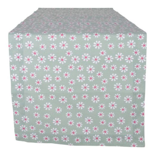 Daisy Flowers Tafelloper groen 50x140cm 
